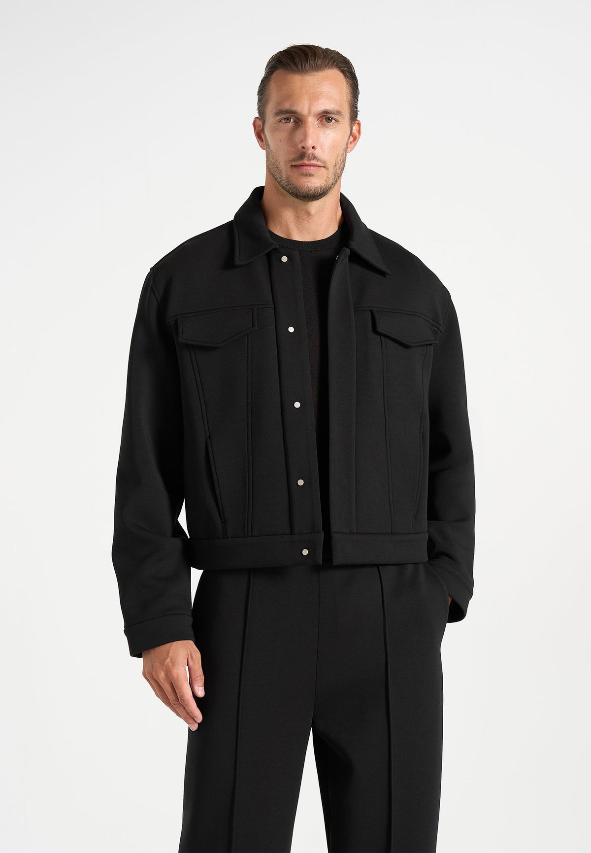 Kairo - Neoprene Trucker Jacket - Black