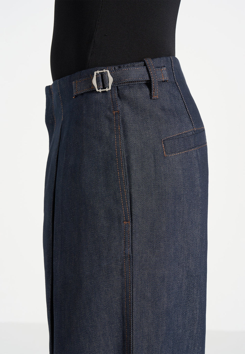 Lior - Box Pleat Wide Leg Denim Jeans - Indigo