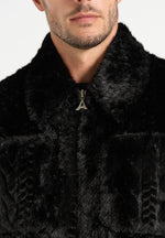 David - Plush Cable Embossed Jacket - Black