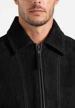 Vince - Suede Contrast Stitch Jacket - Black