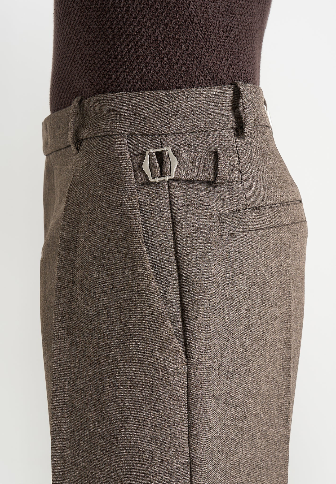 Dorian - Relaxed Fit Pleated Textured Tailored Pants - Taupe