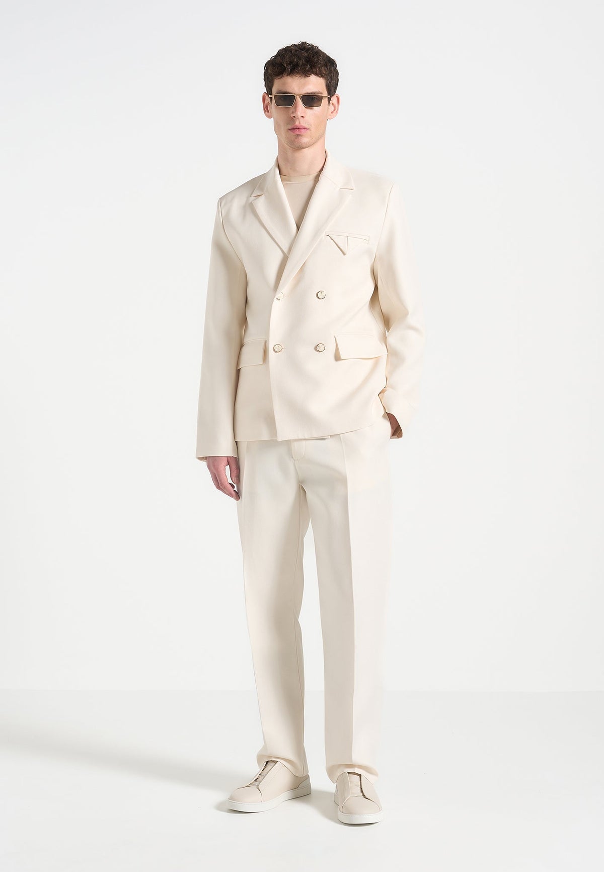 Didier - Double Breasted Tailored Suit Jacket - Off White