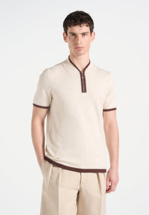 Clement - Crew Neck Zip Polo Shirt - Cream