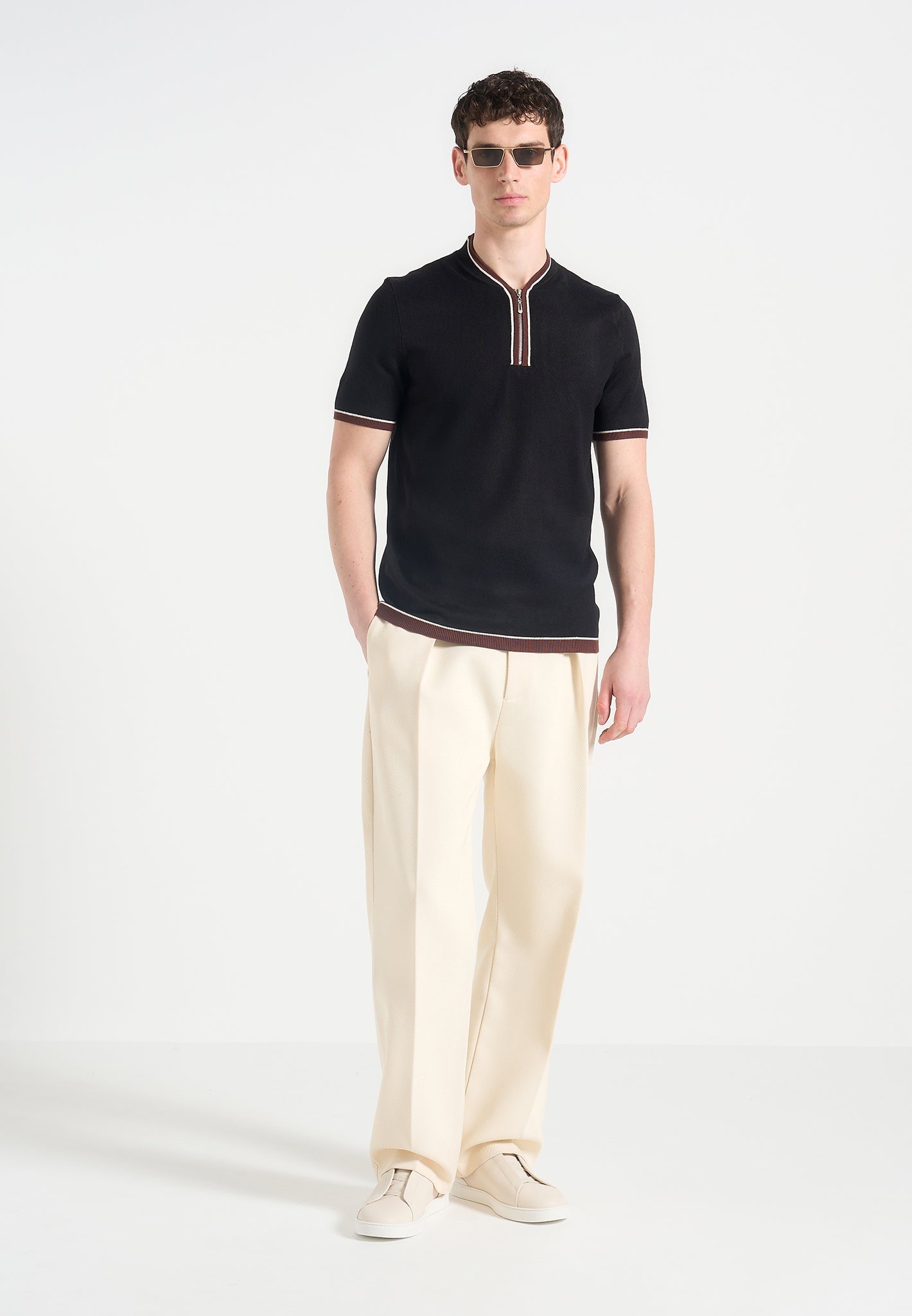 crew-neck-zip-polo-shirt-black 