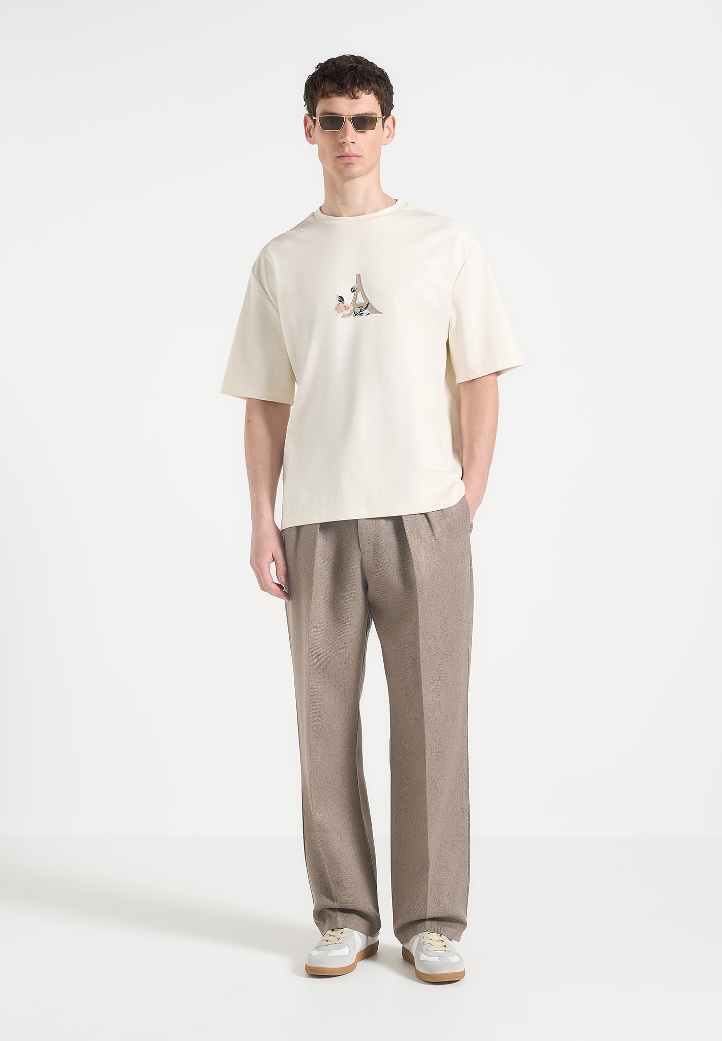 Thierry - Floral Eiffel Cotton T-Shirt - Cream 