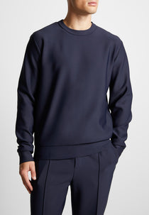Neoprene Regular Fit Crew Neck Jumper - Navy