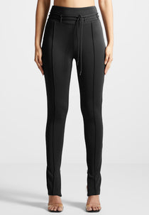 Neoprene Tie Detail Leggings - Black