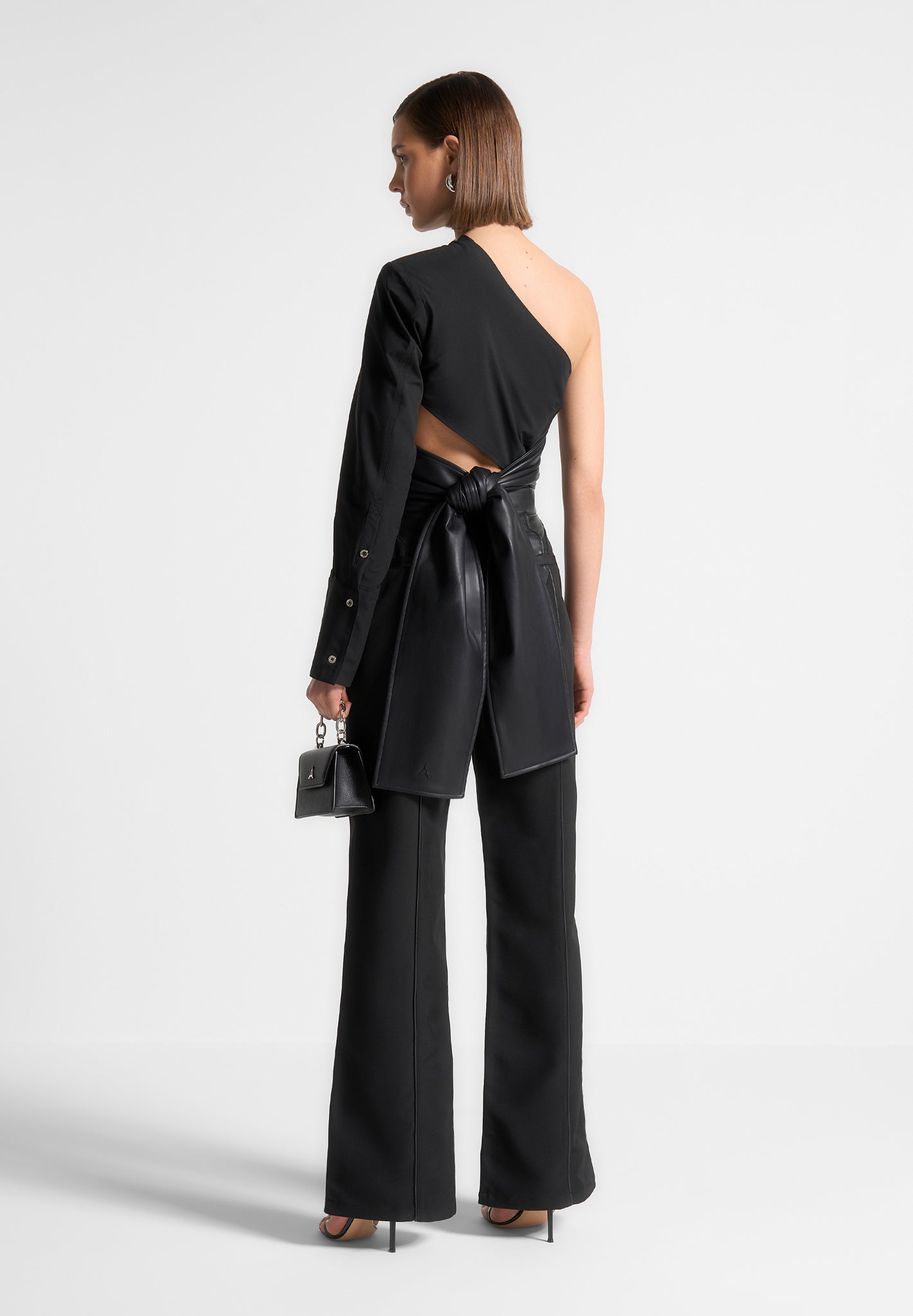 one-sleeve-vegan-leather-wrap-top-black-1 