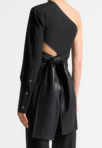 coralie-one-sleeve-leather-wrap-top-black