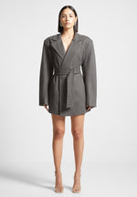 grey oversized blazer dress Grey Plus Stripe Oversized Blazer Dress