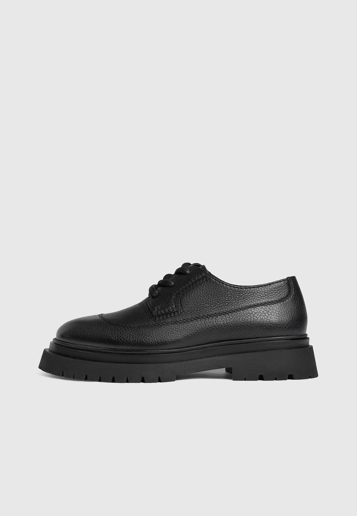 Rennes - Pebbled Leather Derby Shoe - Black