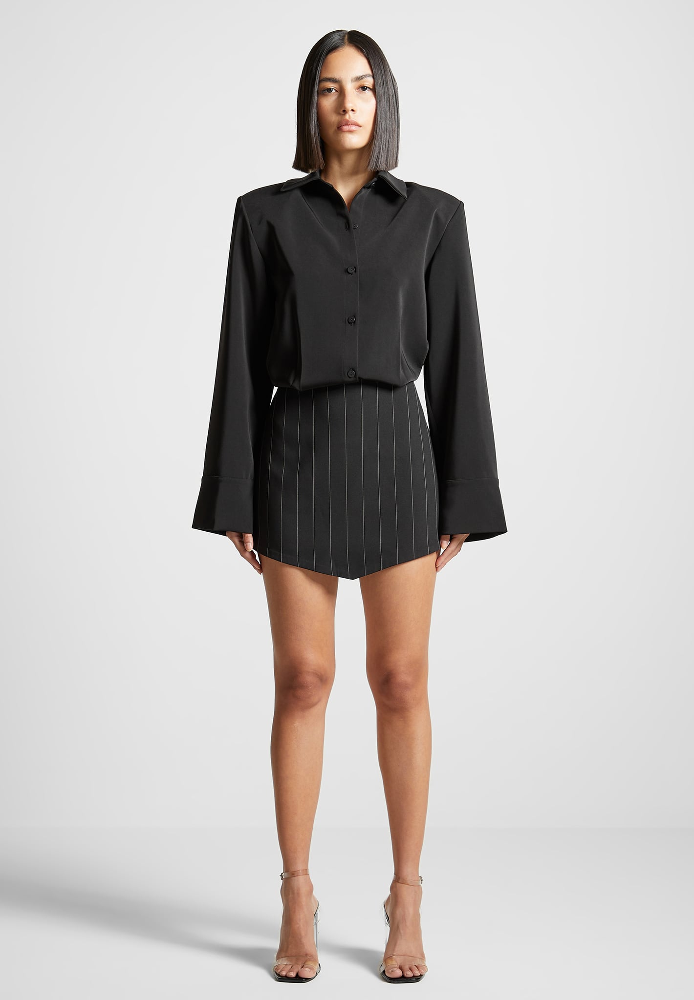 pinstripe-skirt-shirt-dress-black 