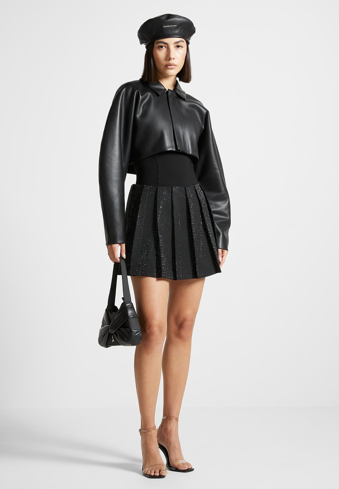 rhinestone-pleated-mini-skort-black 