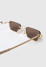 Kai - Rectangular Frameless Sunglasses - Gold
