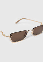 Kai - Rectangular Frameless Sunglasses - Gold