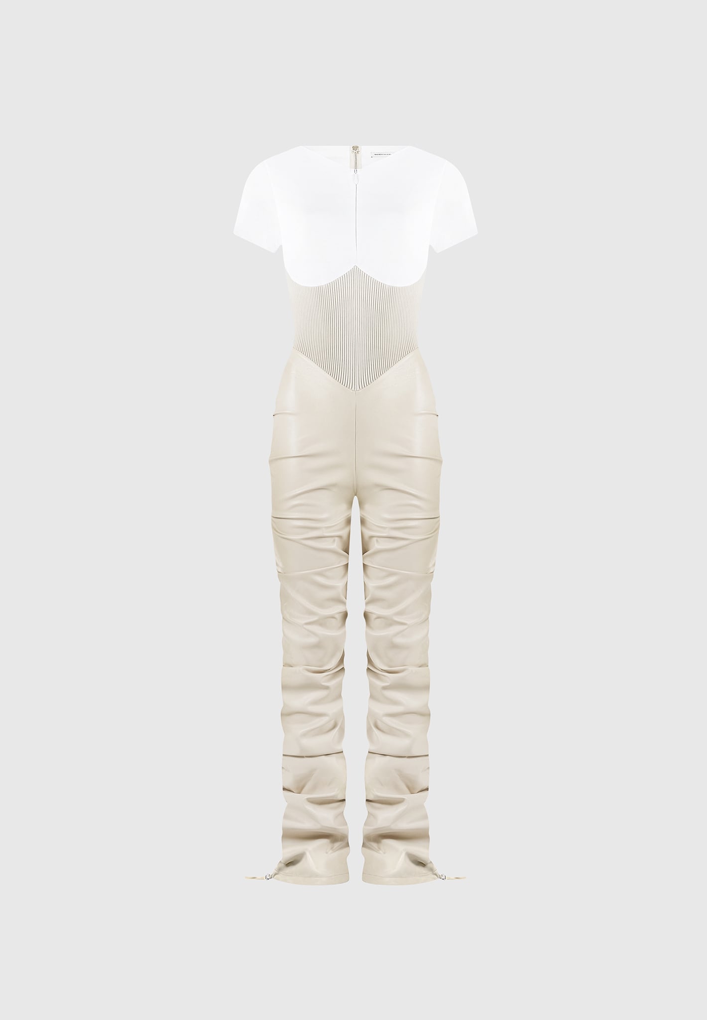 tacked-vegan-leather-t-shirt-jumpsuit-beige 
