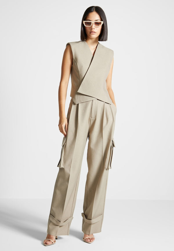 Laurence - Tailored Wrap Waistcoat - Beige