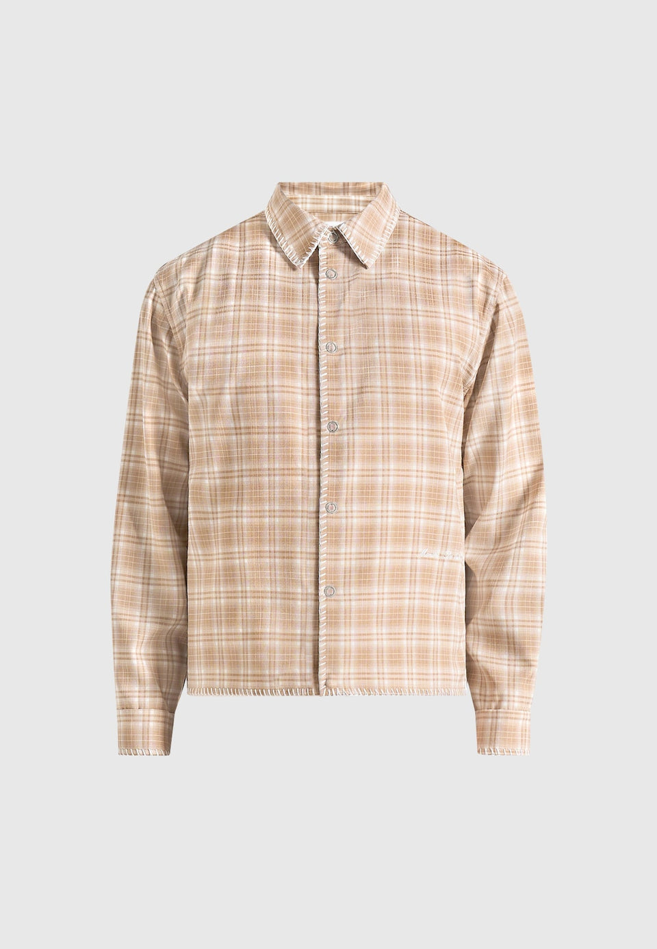 blake-unisex-whipstitch-check-shirt-beige