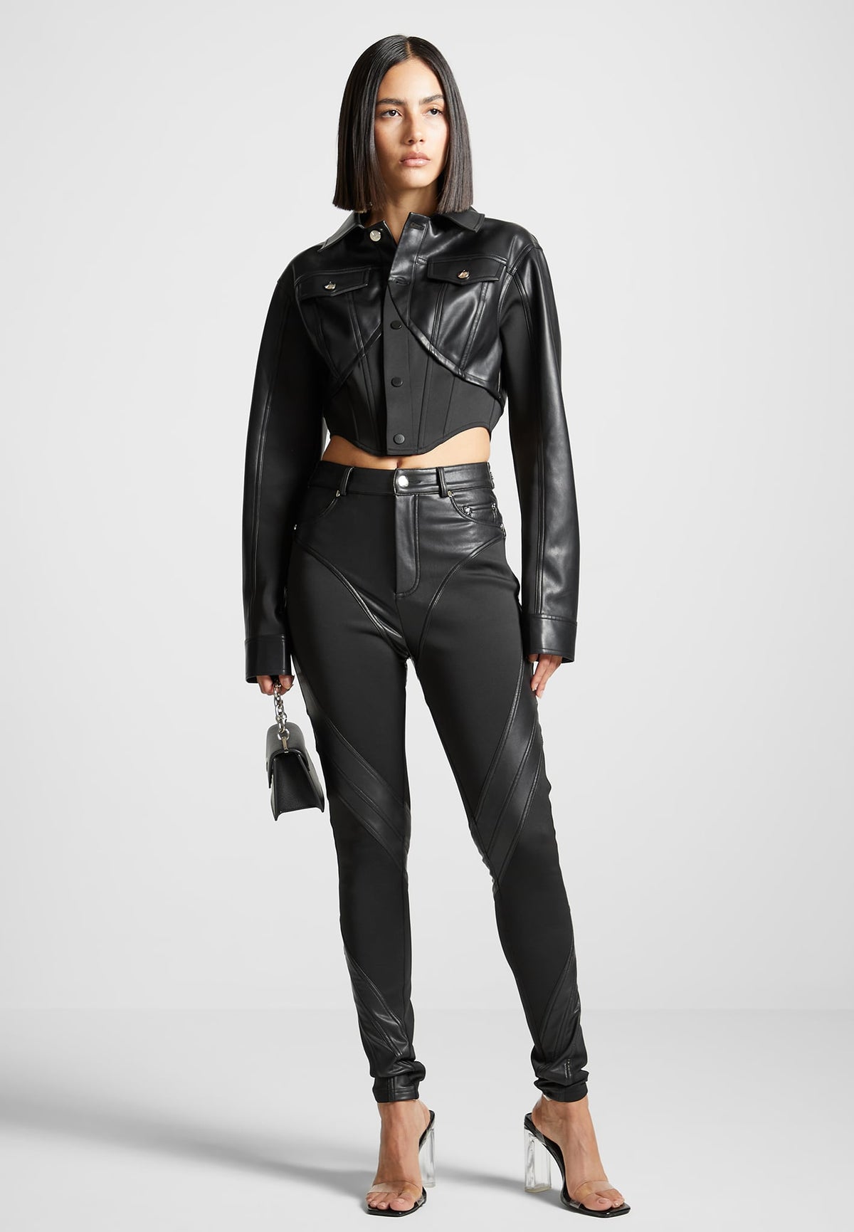 Leather Contour Leggings - Black