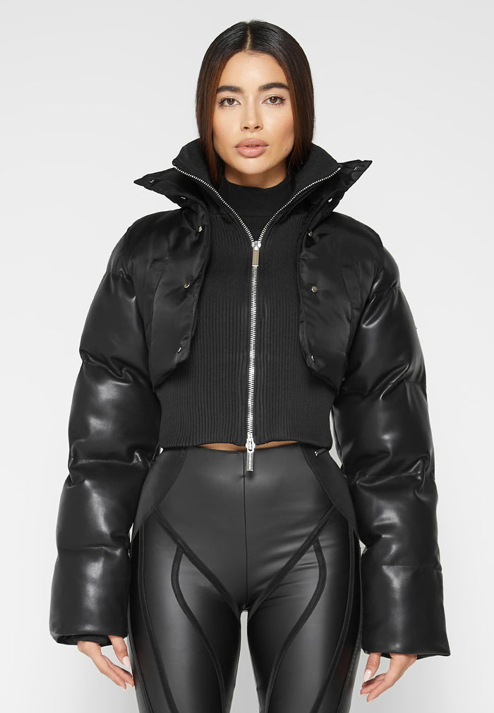 vegan-leather-puffer-sleeve-layered-jacket-black