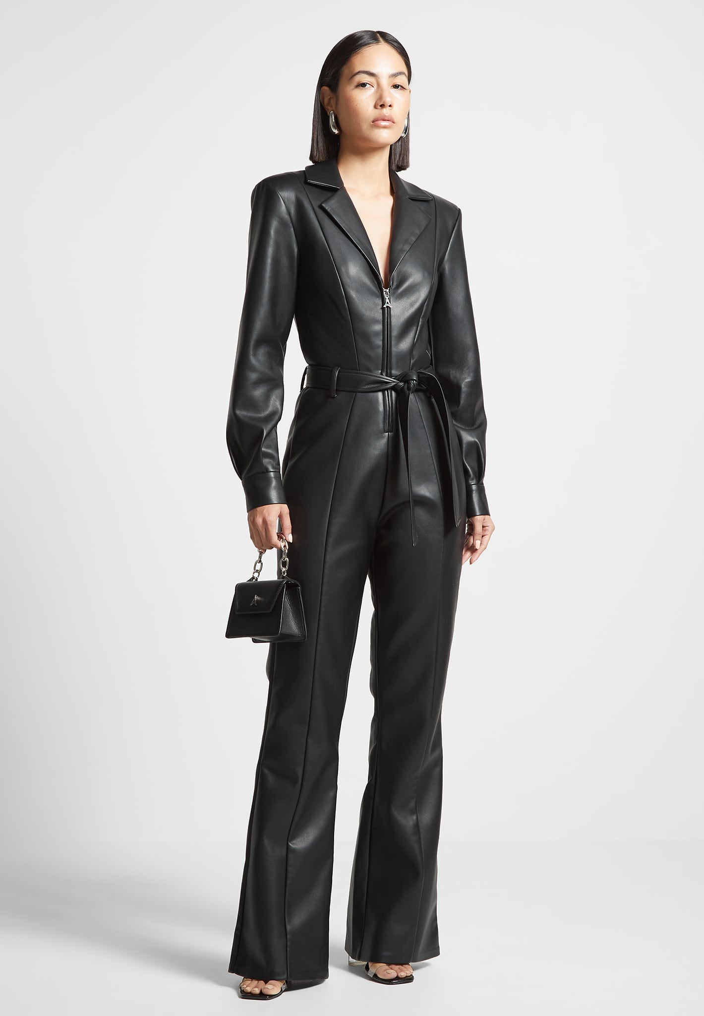 vegan-leather-fit-and-flare-belted-jumpsuit-black 