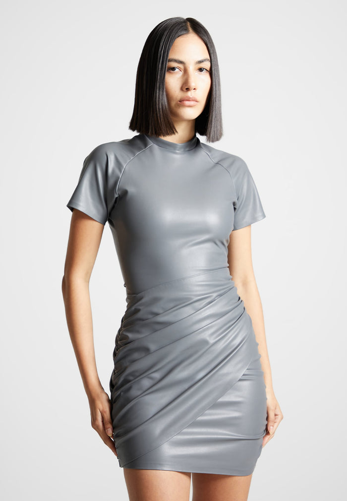 vegan-leather-gathered-dress-grey