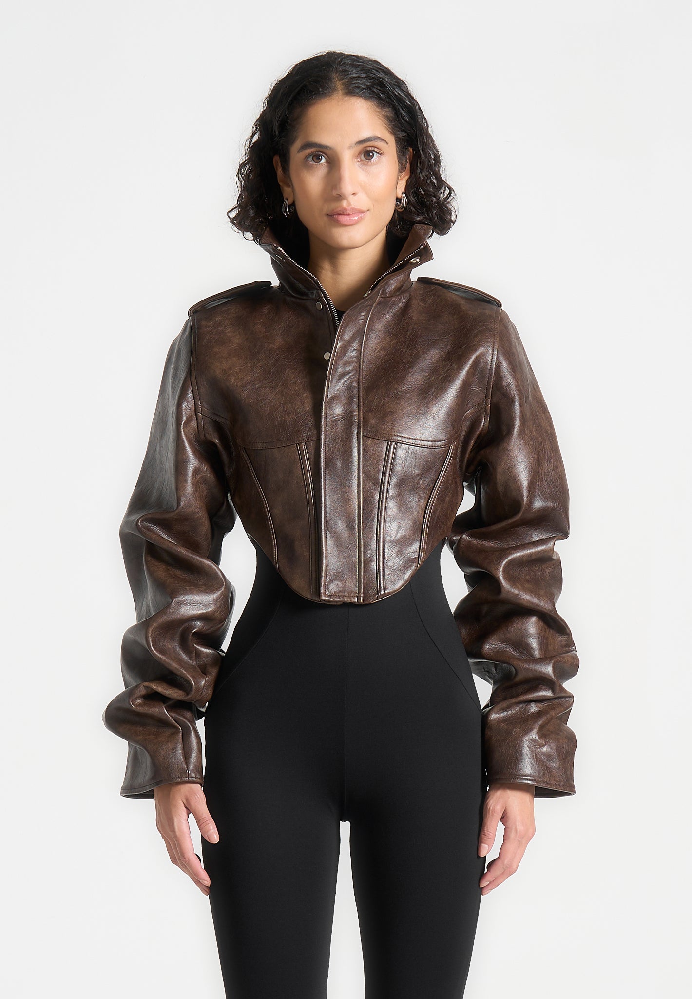 vintage-leather-tacked-sleeve-corset-jacket-brown 