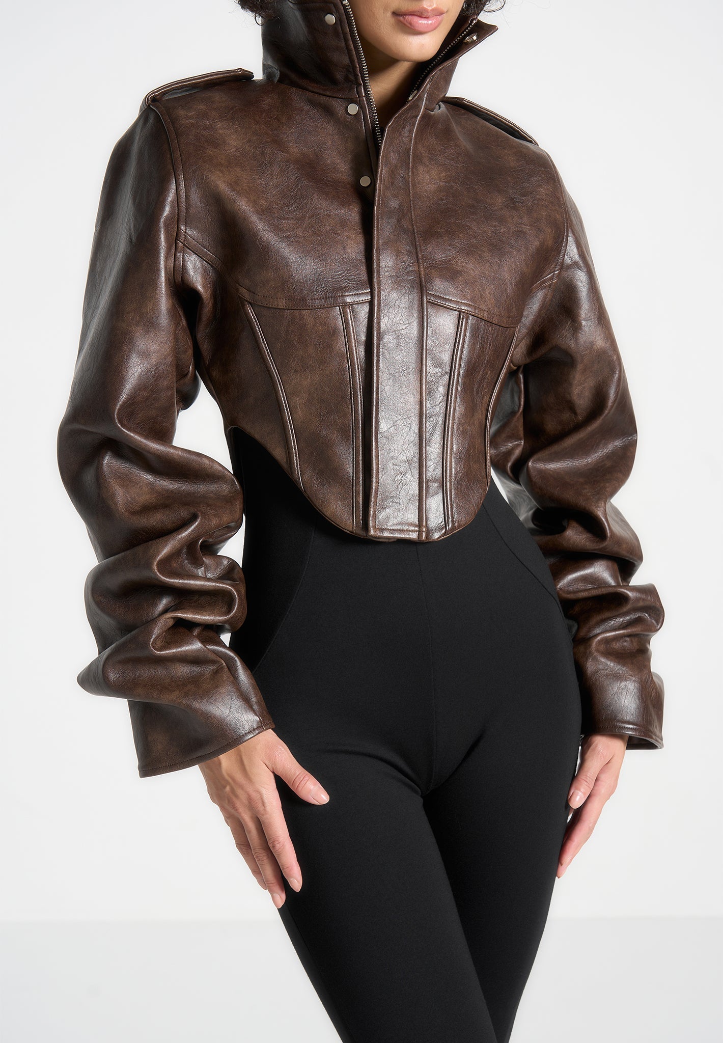 vintage-leather-tacked-sleeve-corset-jacket-brown 