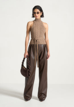 olivia-pebbled-leather-pleated-stacked-pants-brown