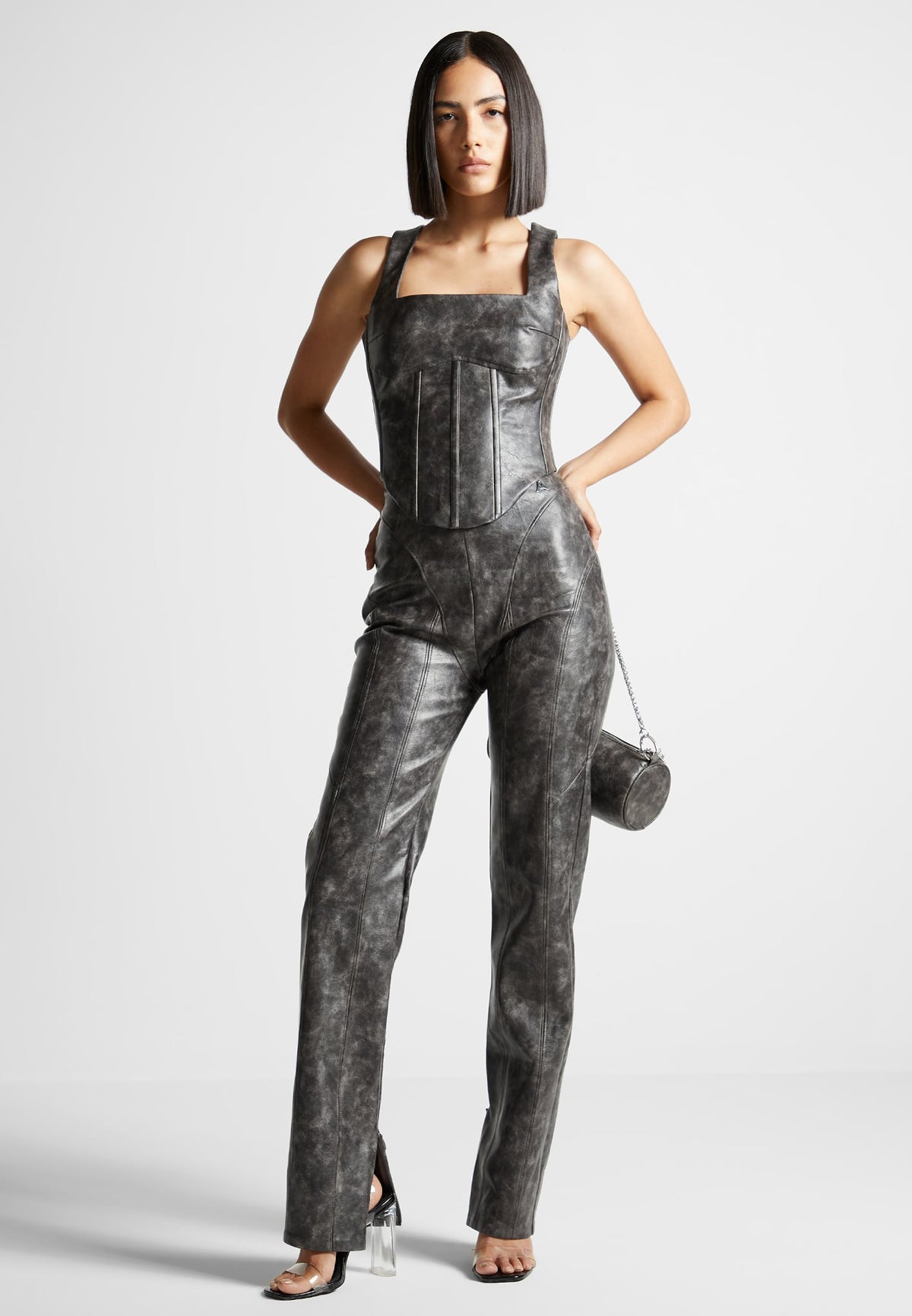 Vintage Leather Pants - Grey