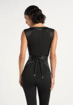 Selene - Belted Satin Contour Flared Jumpsuit - Black