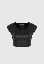 wide-shoulder-croc-embossed-crop-top-black