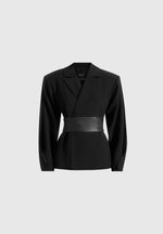 marie-wool-twist-sleeve-blazer-with-belt-black