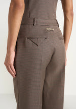 Julie - Houndstooth Twin Pleat Pants - Brown