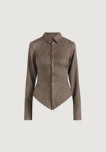 Sonia - Houndstooth Cinch Shirt - Brown