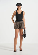 zoe-houndstooth-balloon-shorts-brown