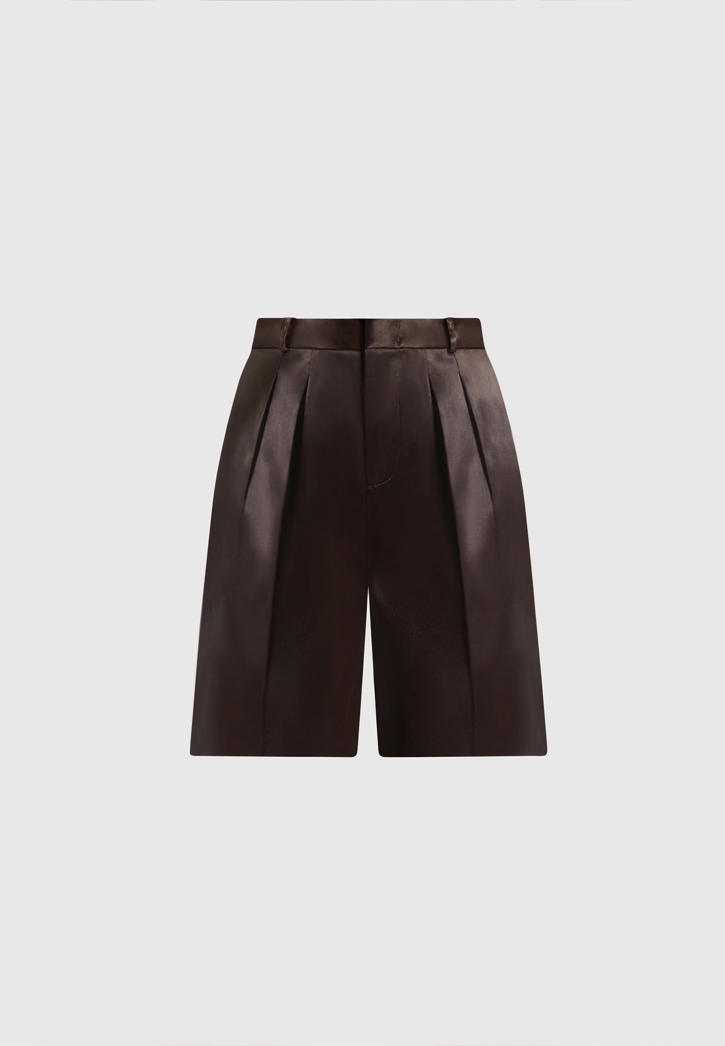 lorette-satin-double-pleat-shorts-brown