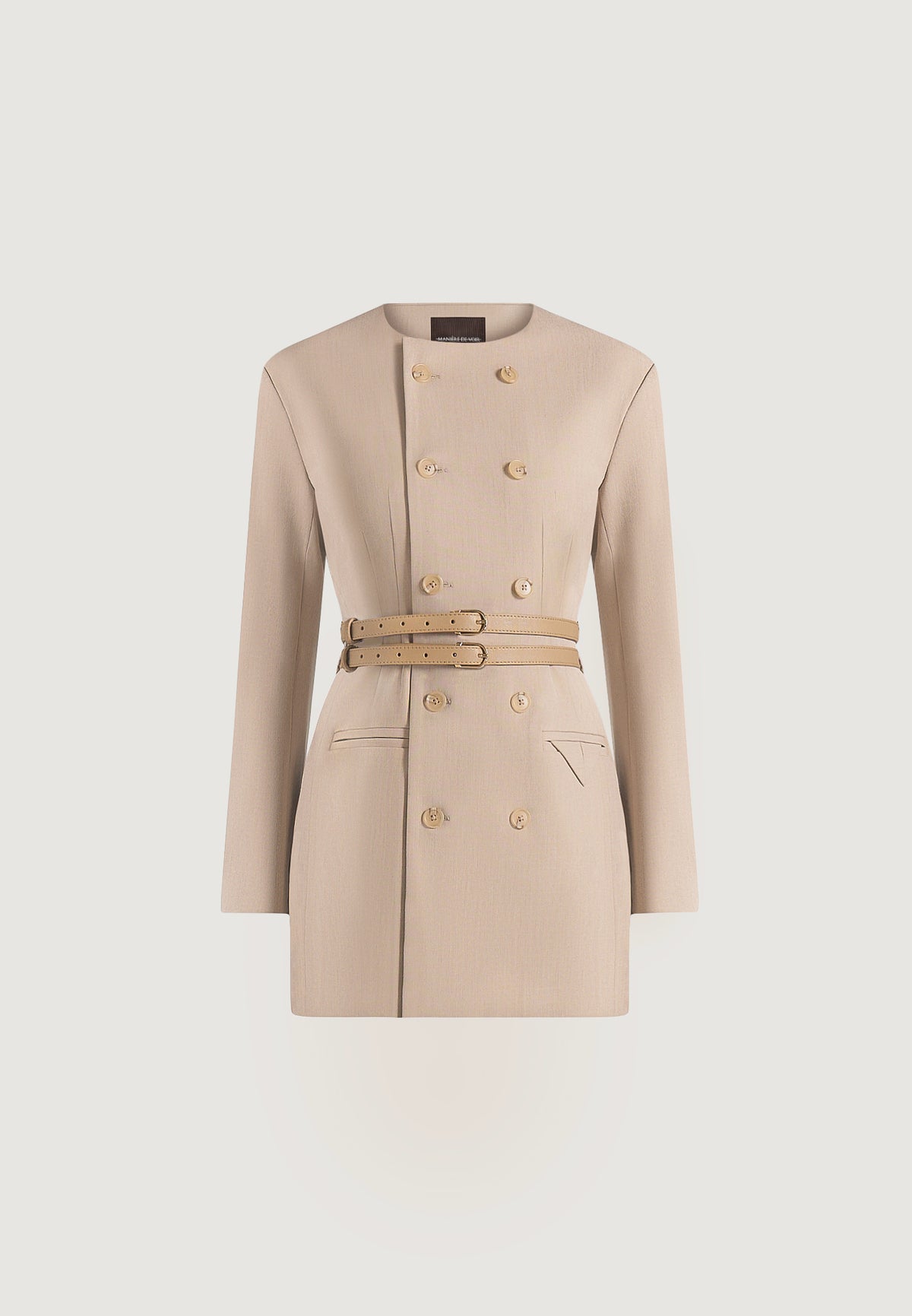 sierra-double-breasted-belted-blazer-dress-beige