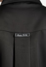 Hanelle - Satin Tie Neck Pleated Shirt - Black