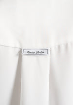 Hanelle - Satin Tie Neck Pleated Shirt - White