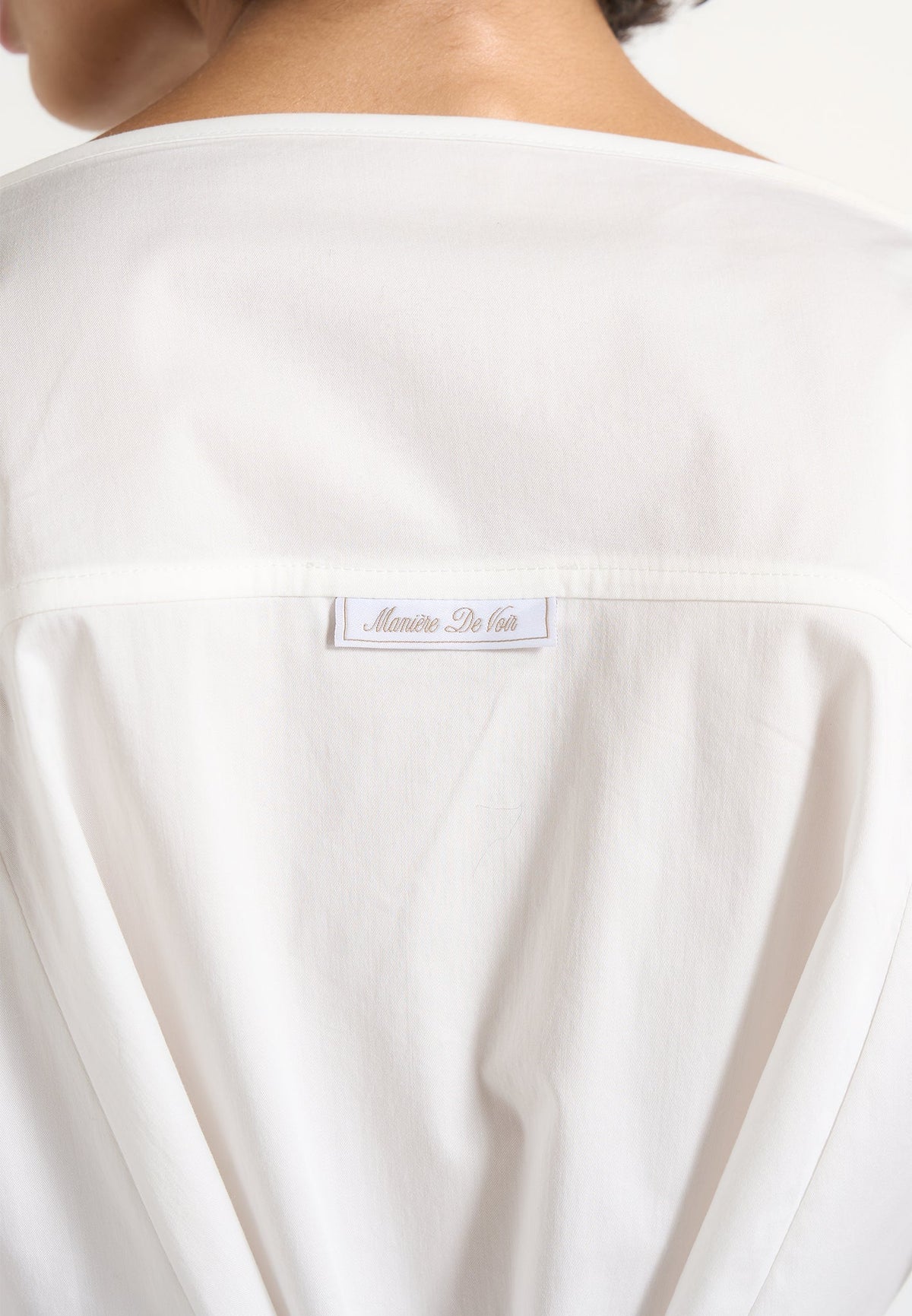 Chelsea - Cotton Cinch Waist Peplum Shirt - White