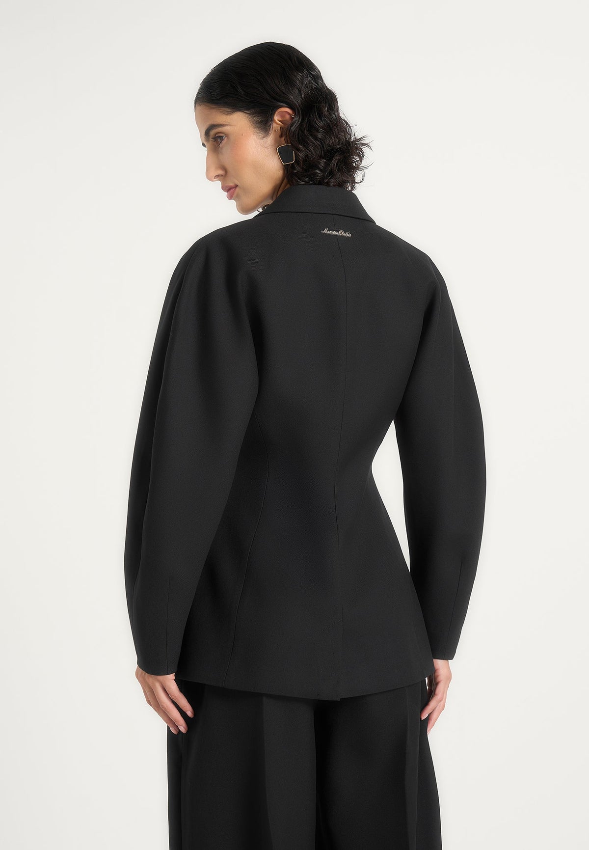 Greer - Wool-Blend Balloon Sleeve Double Breasted Blazer - Black