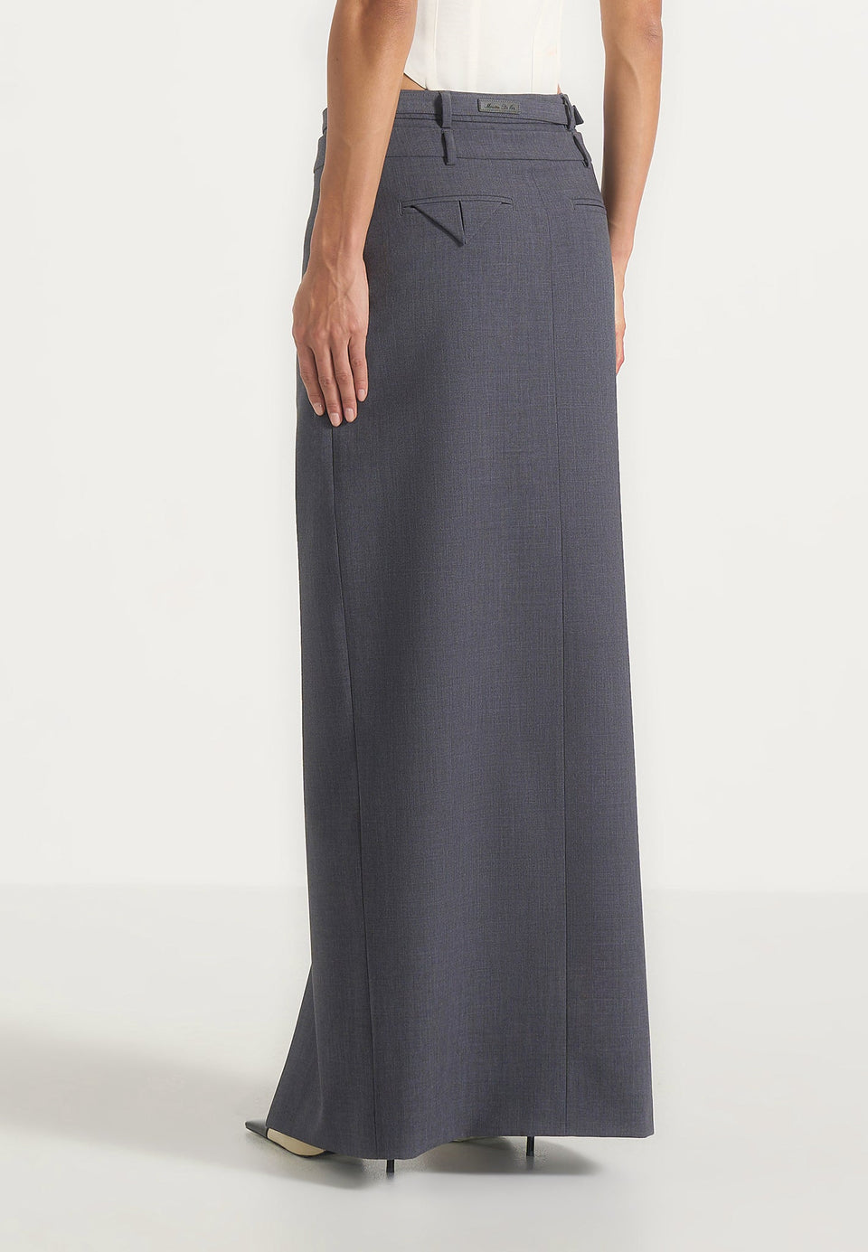 Larissa - Tailored Wool-Blend Maxi Pencil Skirt - Grey