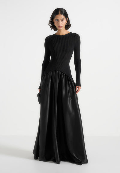 adeline-knit-satin-curved-hem-maxi-dress-black
