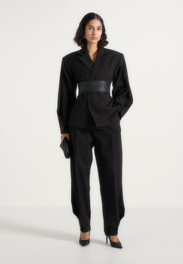 marie-twist-sleeve-blazer-with-belt-black