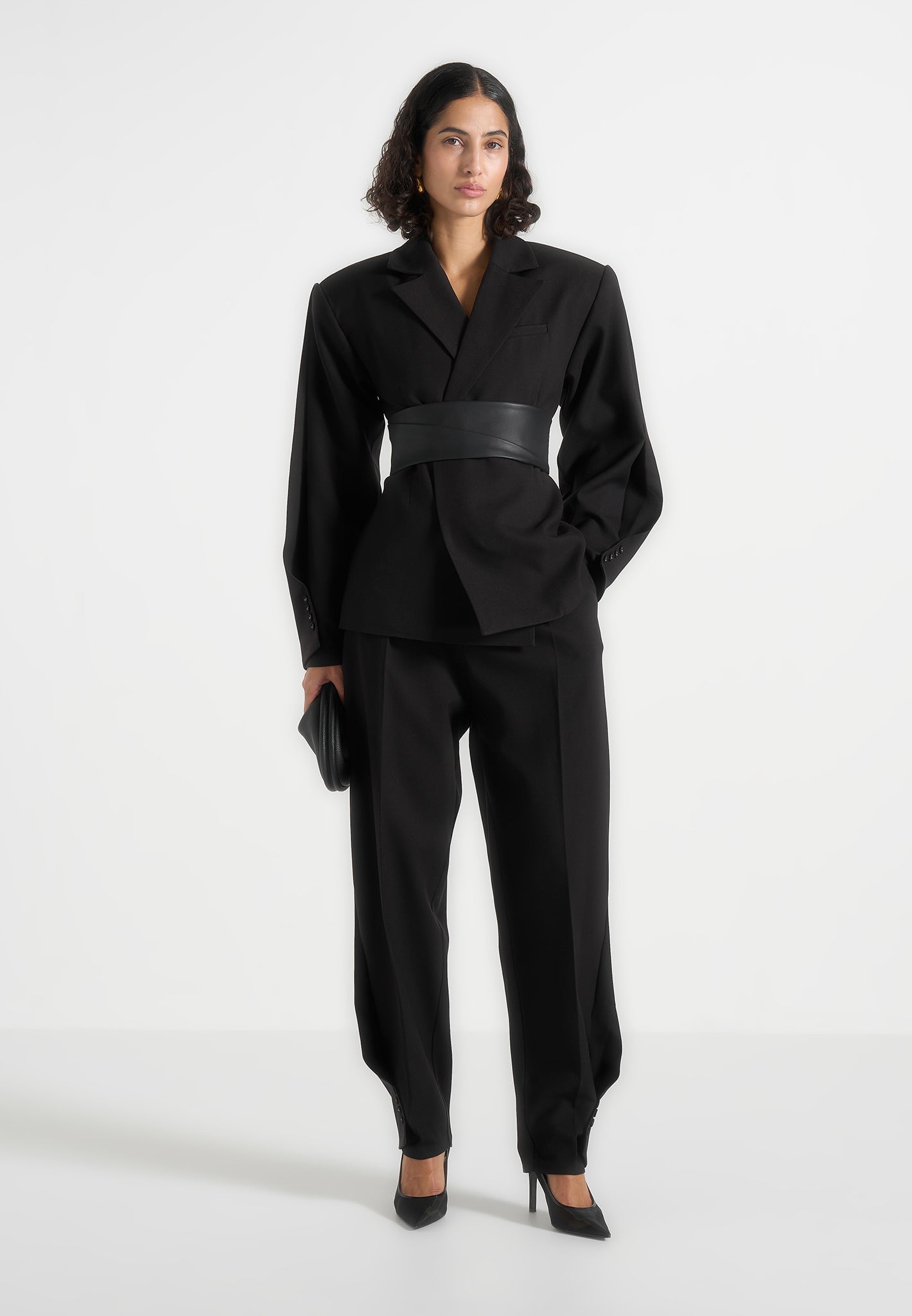 marie-twist-sleeve-blazer-with-belt-black