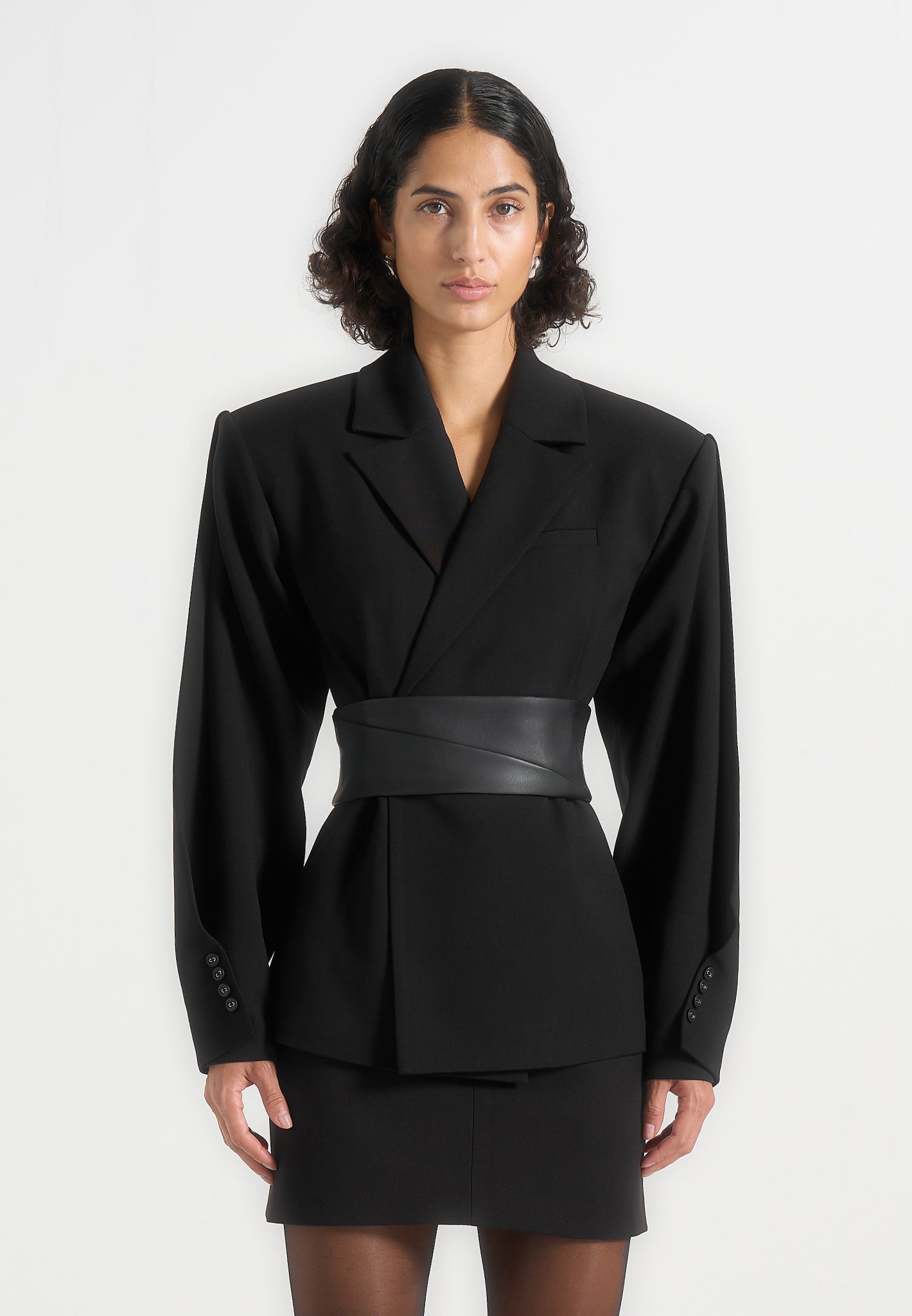 marie-twist-sleeve-blazer-with-belt-black