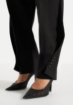 Sophie - Wool Twist Leg Tailored Trousers - Black