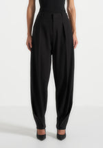 Sophie - Wool Twist Leg Tailored Trousers - Black