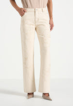 Calista - Line Art Denim Jeans - Cream